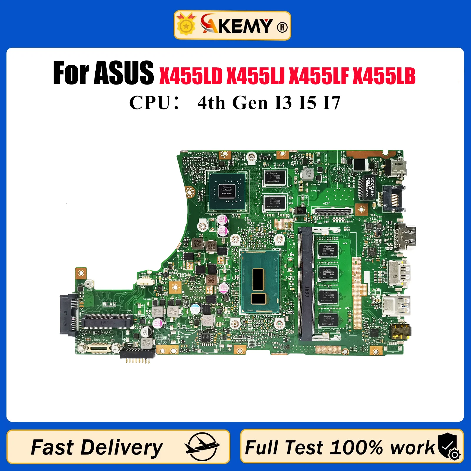 

X455LD Материнская плата для ноутбука ASUS X455L K455L W491L W419L X455LD X455LJ X455LF X455LB X455LN X455LNB Материнская плата с процессором I3 I5 I7