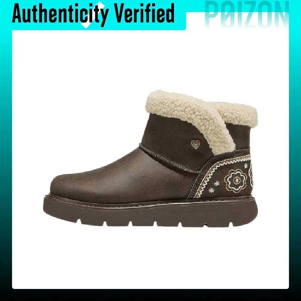 Skechers Embroidery Fleece-Lined Platform Thermal Ankle Boots Water-Repellent Northeast Outdoor Boots Short Mid-Calf 114487-CHOC