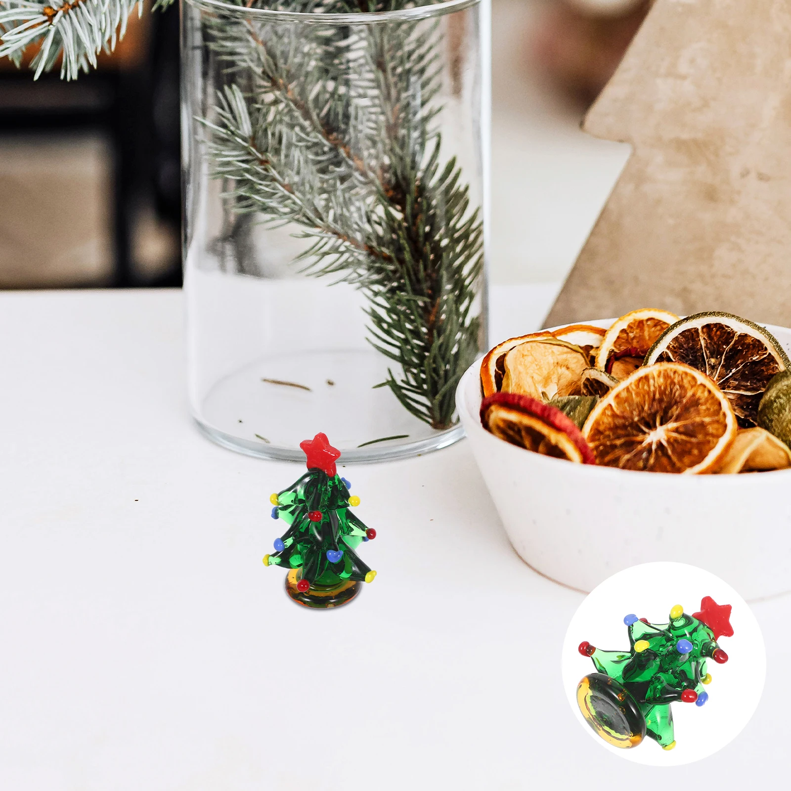 

Glass Christmas Tree Mini Tabletop Holiday Decor Decorative Xmas Tree for Home Office Car Festive Party Supplies Xmas Present