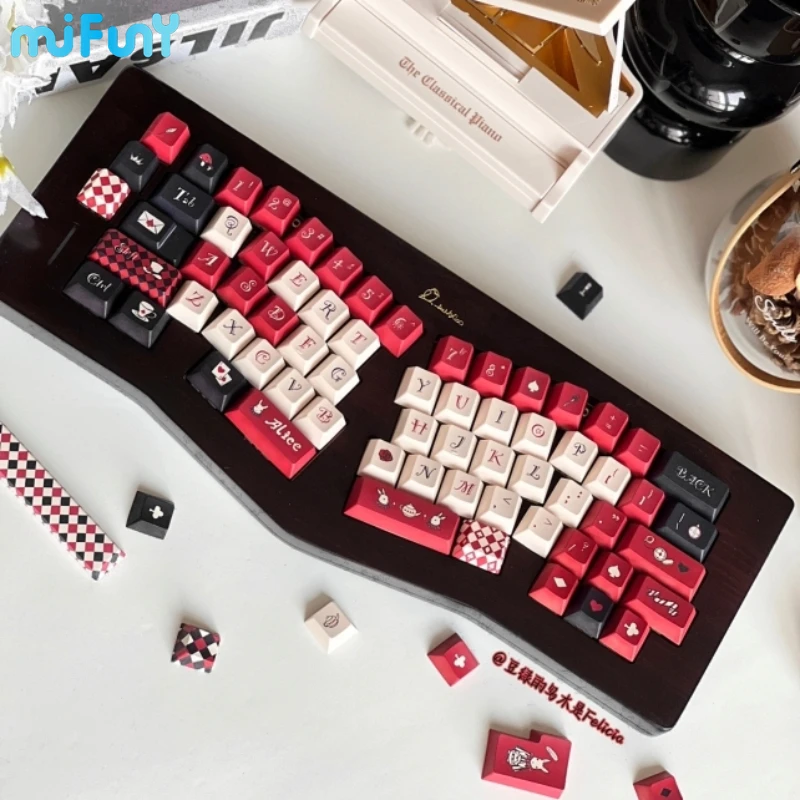 Imagem -02 - Gmk Scotch Tartan Alice Keycaps Pbt Retro Personalizado Original Perfil Cereja Dyesubbed Ergonômico para Acessórios de Teclado Mecânico