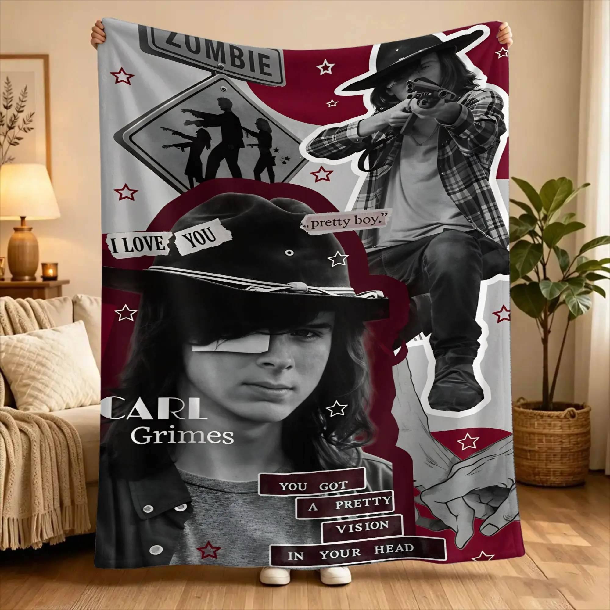 Soft Blanket Decorative The Walking Dead Carl Grimes Throw Blanket  Flannel Bedspread For Home Decor Fluffy Sofa Bed Cover