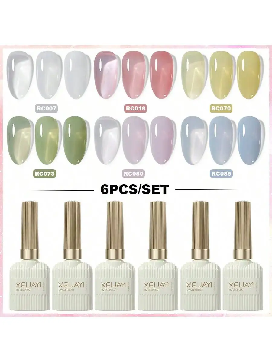 Juego de esmaltes de uñas de Gel de 6 uds., 15ML, Kit de barniz de Gel de Color Popular, esmalte de Gel UV/LED para decoración de uñas de salón en casa, bricolaje de Navidad
