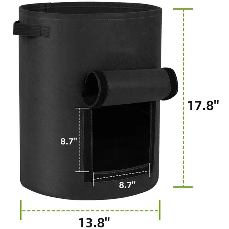 ถุงปลูกมันฝรั่ง AT16 ขนาด 10 แกลลอน แพ็ค 6 ใบ ถุงผ้าหนาสำหรับปลูกพืช เก็บเกี่ยวได้ พร้อมหูหิ้วที่แข็งแรง