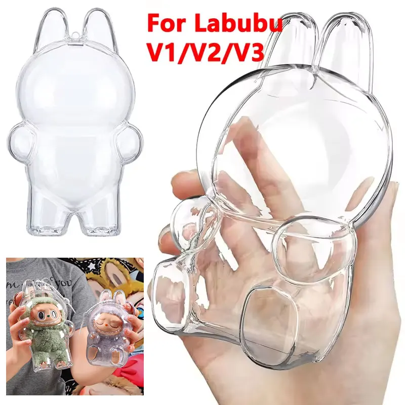 

Прозрачный защитный чехол Labubu для Labubu V1 V2, портативный чехол для хранения, сумка для пыли, органайзер, аксессуары для кукол
