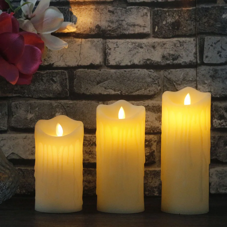 Tears Candles 3pcs/set Remote Control LED Candle Lights Timer velas Electronic Flame Candles Wedding Party Home Decoration