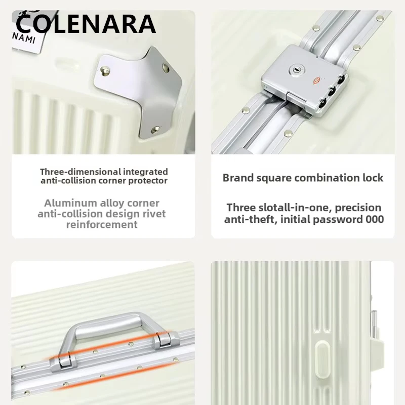 COLENARA Rolling Suitcase Sturdy and Durable Boarding Box Aluminum Frame Trolley Case 20