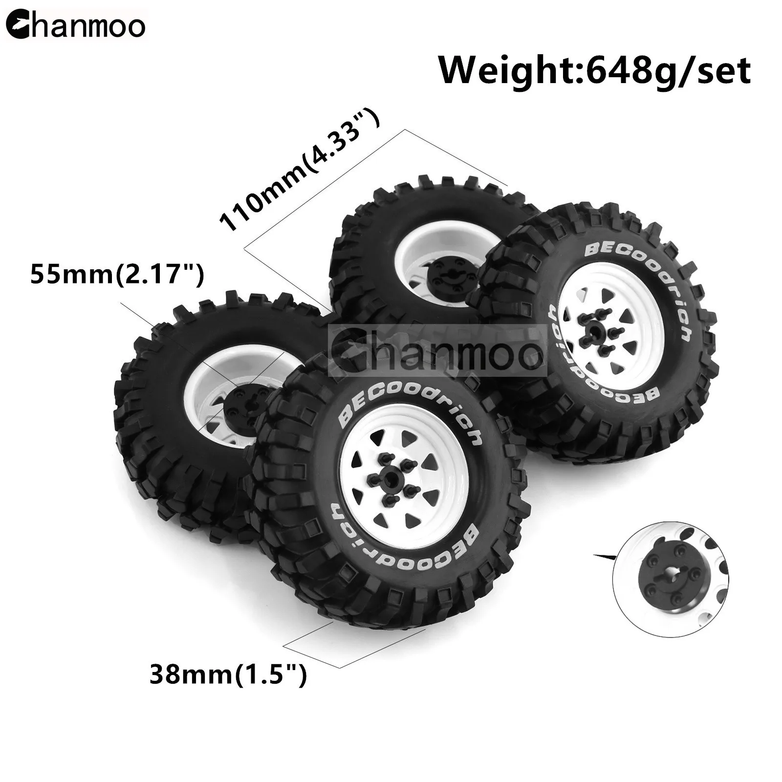 

Резиновые шины 1,9 с металлическими колесами с замком для гусеничного автомобиля 1/10 RC Traxxas TRX4 Axial SCX10 90046 90047 MST HSP Redcat Gen8