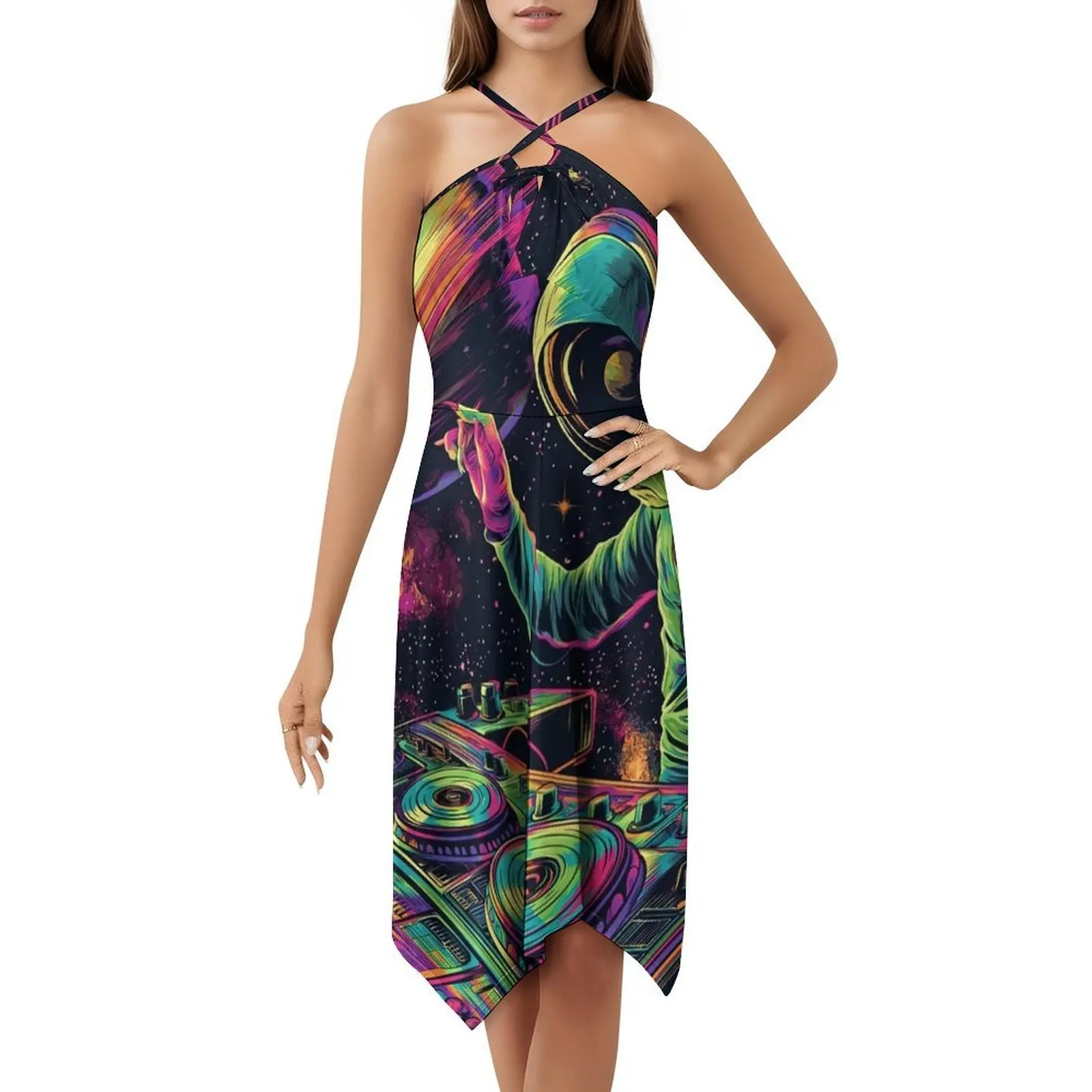 فستان كاجوال على الطراز الكوري من Space Dj للنساء، فساتين مكتب يومية بسيطة للسيدات، فساتين حفلات Space Dj
