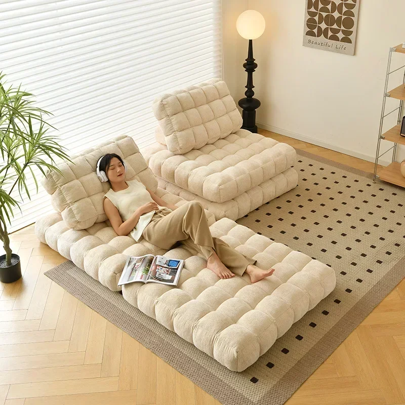 Living Room Furniture Single Sofa Tatami Cream Style Fabric Home Single Living Room Combination Square Module Sofa Muebles