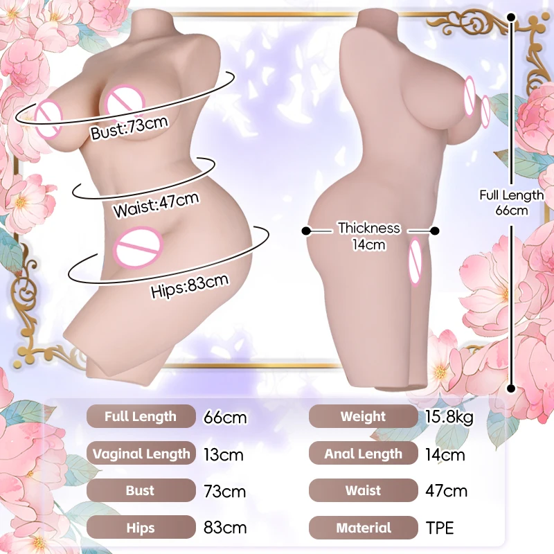 BONMOR Sex Doll Male Masturbators Half Body Dolls with Simulated Skeleton Artificial Pussy Big Ass Masturbation Sex Toys for Men