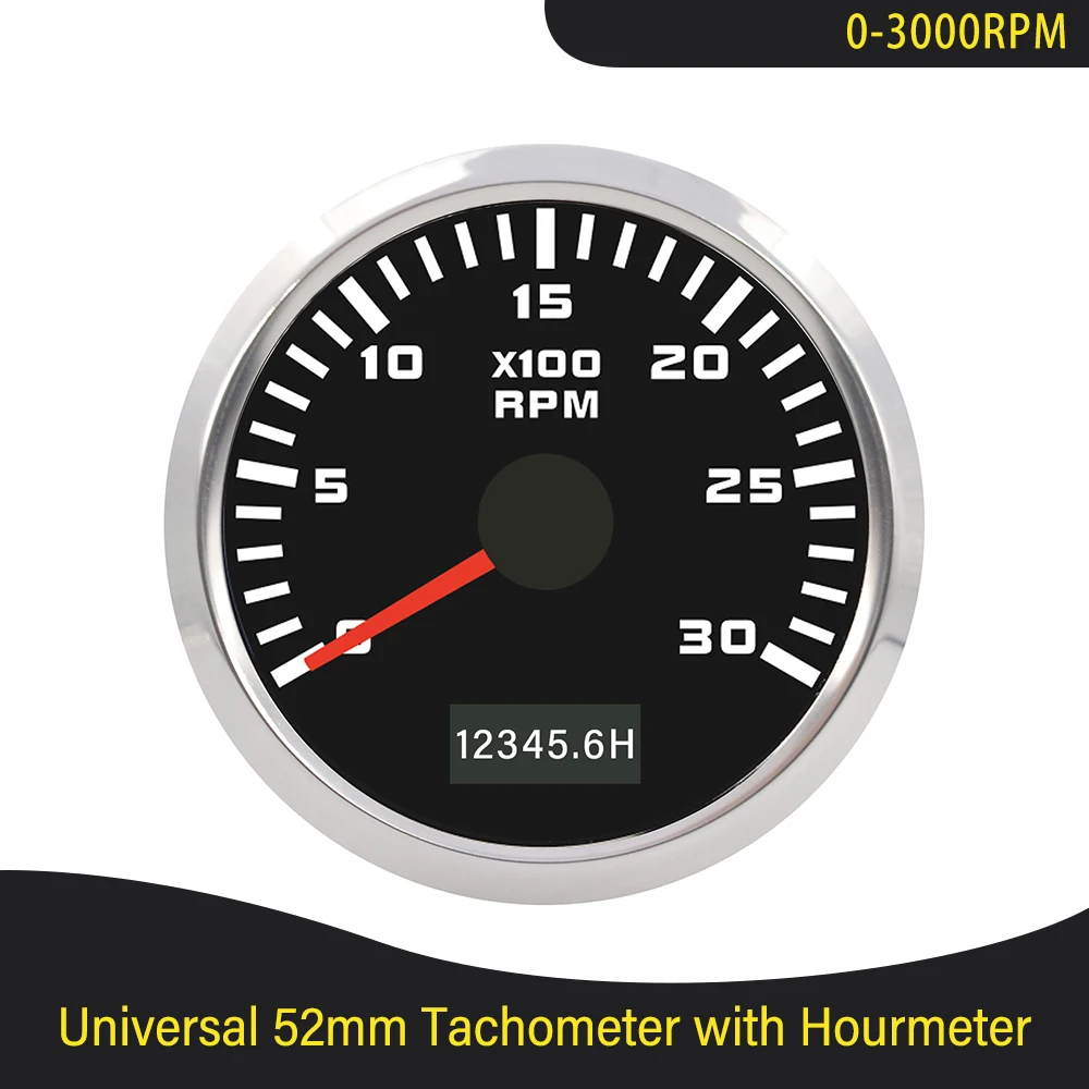 

Universal 52mm Tachometer RPM Meter 0-3000RPM 0-4000RPM 0-6000RPM 0-7000RPM 0-8000RPM with Red Backlight for Car Boat Yacht