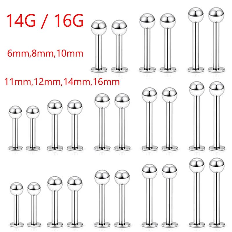 50/100Pcs Stainless Steel Lip Labret Monroe Studs Medusa Pircing 6-16mm Tragus Helix Cartilage Earring Dimple Piercings Jewelry