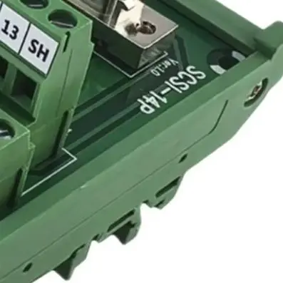 Green Terminal Block SCSI 14P CN F with CN Slot Interface For for PLC Systems DIN Rail Mountable Industrial 53x87x52mm
