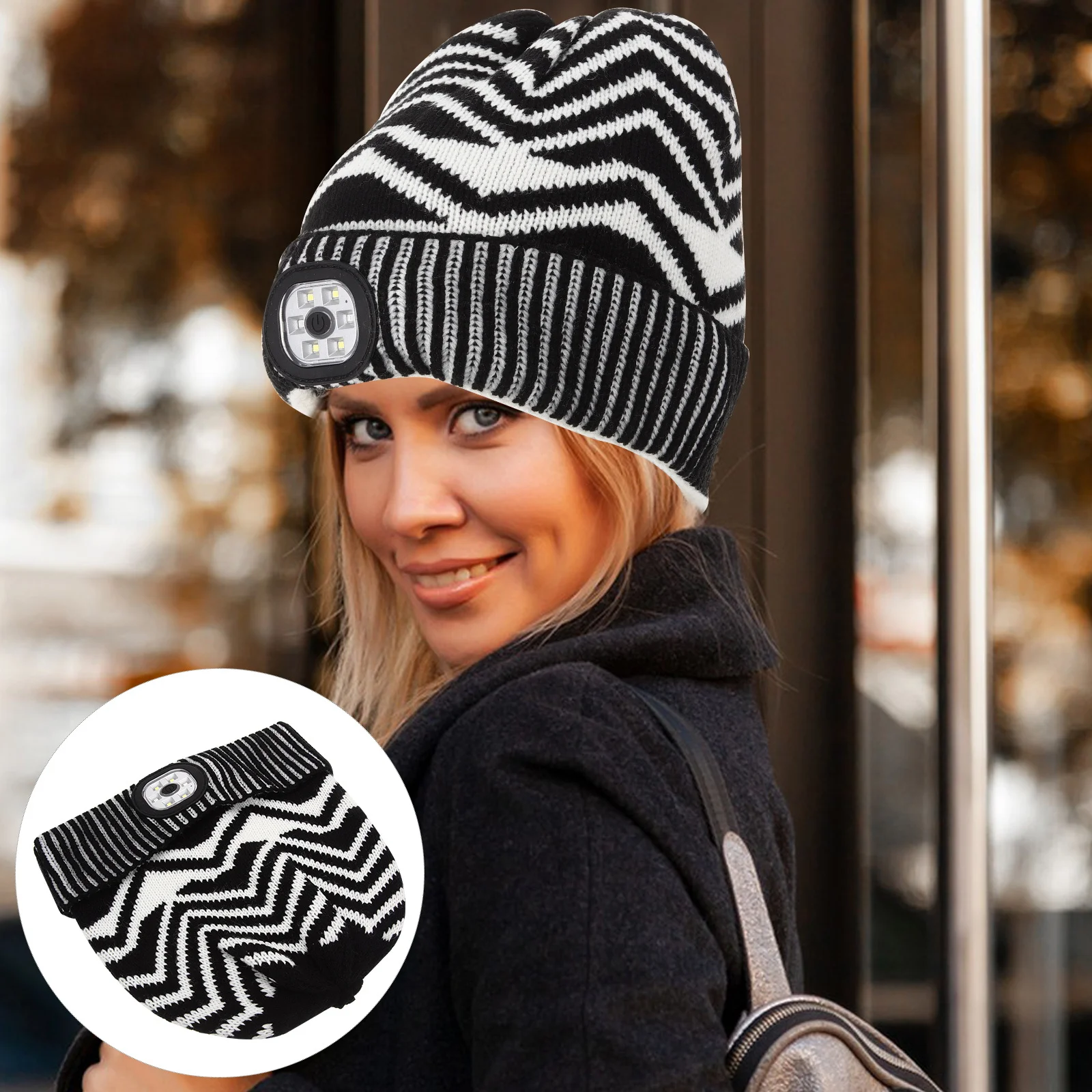 

Hats Glowing Headlight LED Headlamp Mens Cap with Lighted Beanie Luminous for Night Run