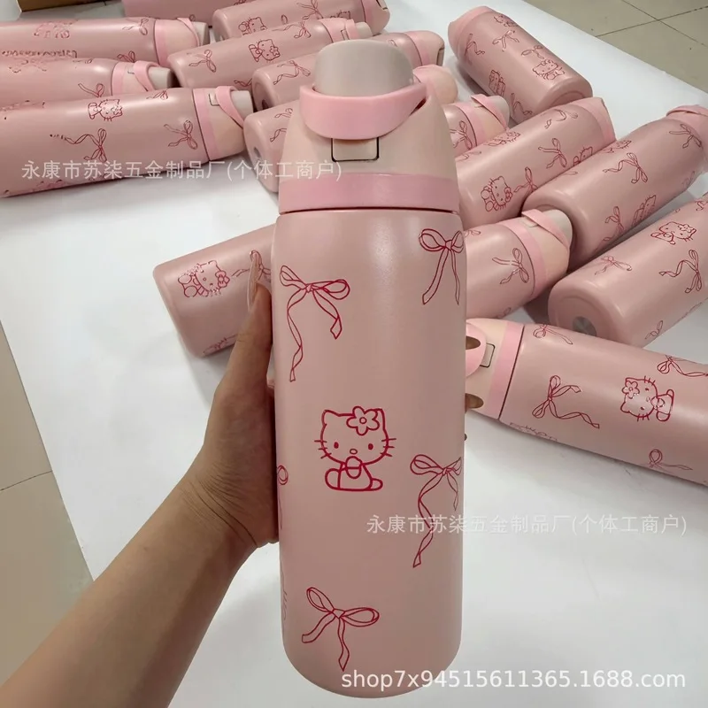 24oz/32oz 2025 مرحبا كيتي 304 الفولاذ المقاوم للصدأ الكرتون نمط Kt القط كوب معزول فراغ سعة كبيرة فنجان القهوة