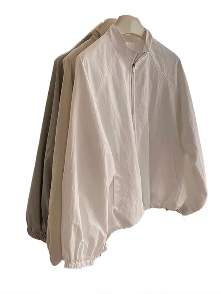 Chaqueta fina de protección solar de estilo coreano para mujer, abrigo corto deportivo transpirable con cuello alto, ropa de ...