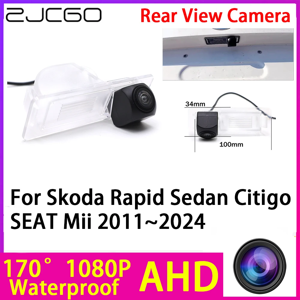 

ZJCGO AHD 1080P Reverse Rear View Camera Night Vision Waterproof for Skoda Rapid Sedan Citigo SEAT Mii 2011~2024