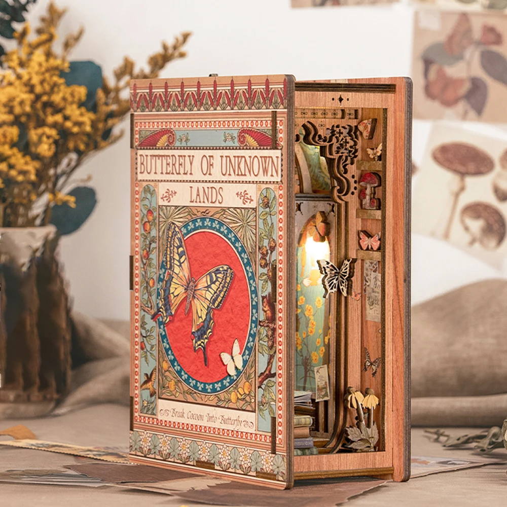 

CUTEBEE DIY Book Nook комплект для кукольного дома с фотоэлементом 3D Booknook книжная полка в стиле ретро кукольный домик Модель игрушка для украшения идеи подарков