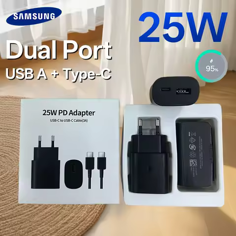 Samsung 25w Super Fast Charger PD Type C EU US Adapter Galaxy S25 S24 S23 S22 Plus S21 FE A16 A06 A54 A34 A05s Z Flip Z Fold 7 6