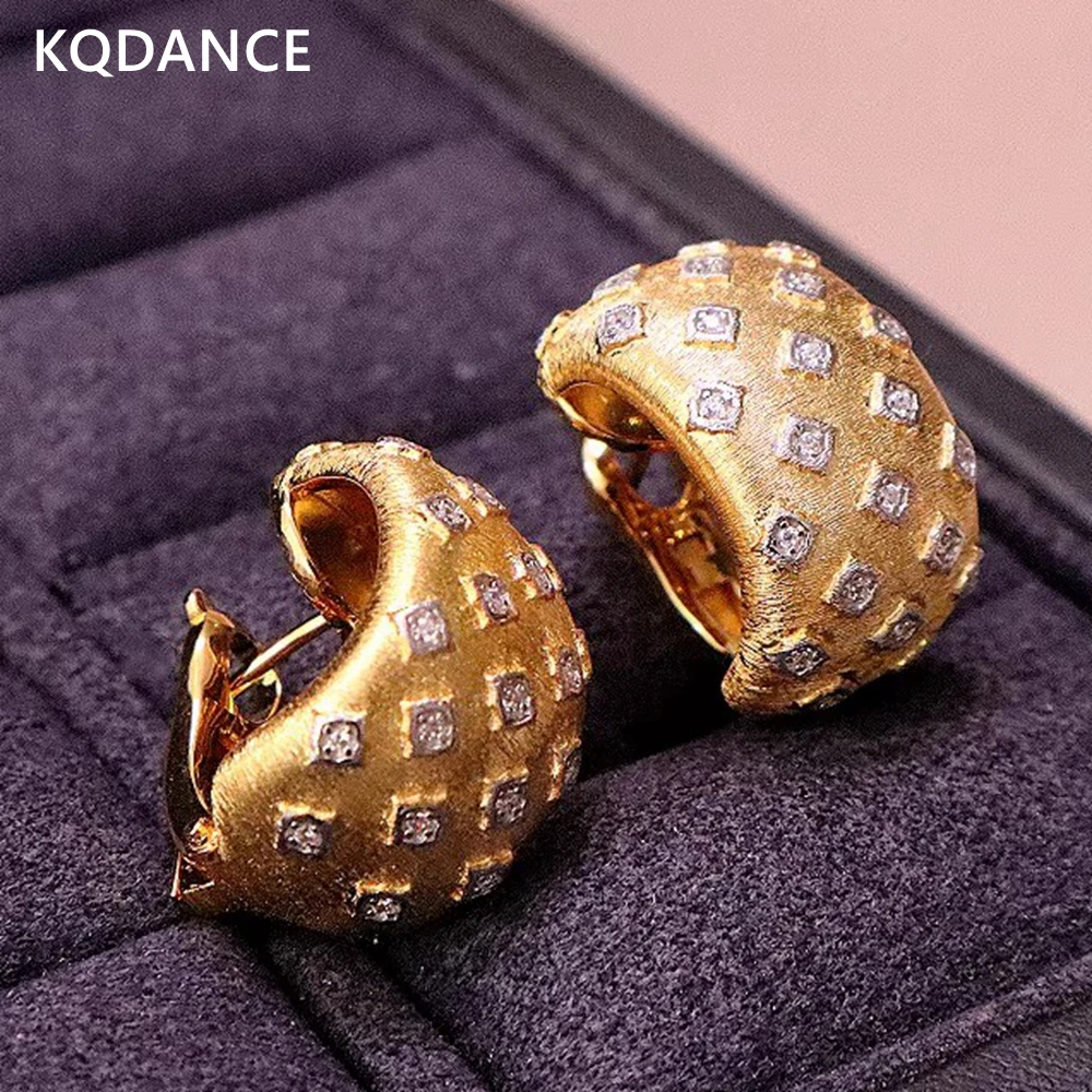 

KQDANCE новые синтетические серьги-кольца с высоким цирконом Daimond, итальянские серьги-кольца для рисования проволоки, серебро 925, позолоченные, роскошные ювелирные изделия