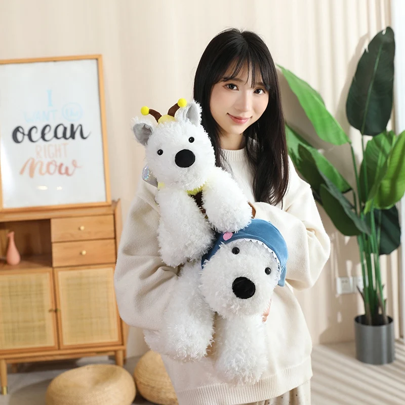 Schattige Cartoon Cosplay West Highland Puppy Serie Knuffels Zacht Schattig Pluizig Zittende Puppy Pop Dragen Dierenhoed Leuk Cadeau
