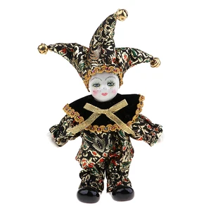 Porzellan lächelnde Clownpuppe trägt Kleidung, lustiger Kindergarten, Zirkus -Requisiten, Halloween -Weihnachtsdekoration, Kindergeschenke, 9 6 Hauptverkäufe Kinder Harlekin - №4