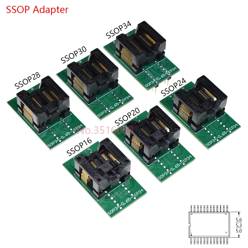 1Pcs SSOP 16/20/24/28/30/34 To Dip Programmer Adapter Socket IC Converter Test Chip For 5.3/5.6mm Width 0.65mm Pitch