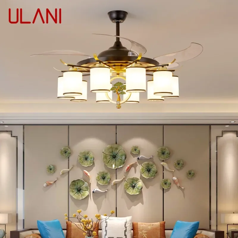 

ULANI Modern Stealth Fan Light Luxury Living Room Restaurant Bedroom Ceiling Fan Light Remote LED Electric Fan Light