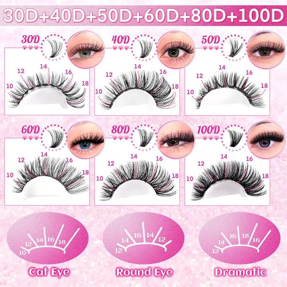 DIYまつげエクステキット まつげ600個 クラスターラッシュ＆シール メイクアップツール まつげ接着用接着剤 アクセサリー