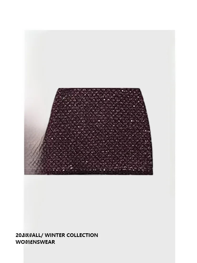

Юбка Forever 2 Purple Sa Gold Chapter Thi Tweed с завышенной талией, в стиле Ele Ladylike Small Fraance Sle, весенняя коллекция