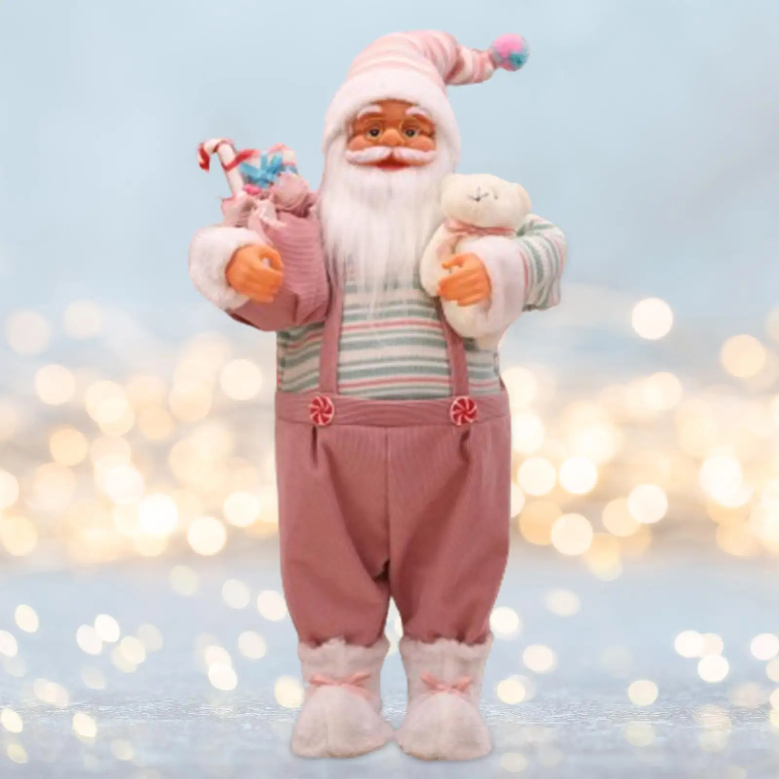 

Christmas Doll Classic Decorative Collectible Figurine Standing Santa Claus Decoration for Holiday Indoor Xmas Desktop New Year