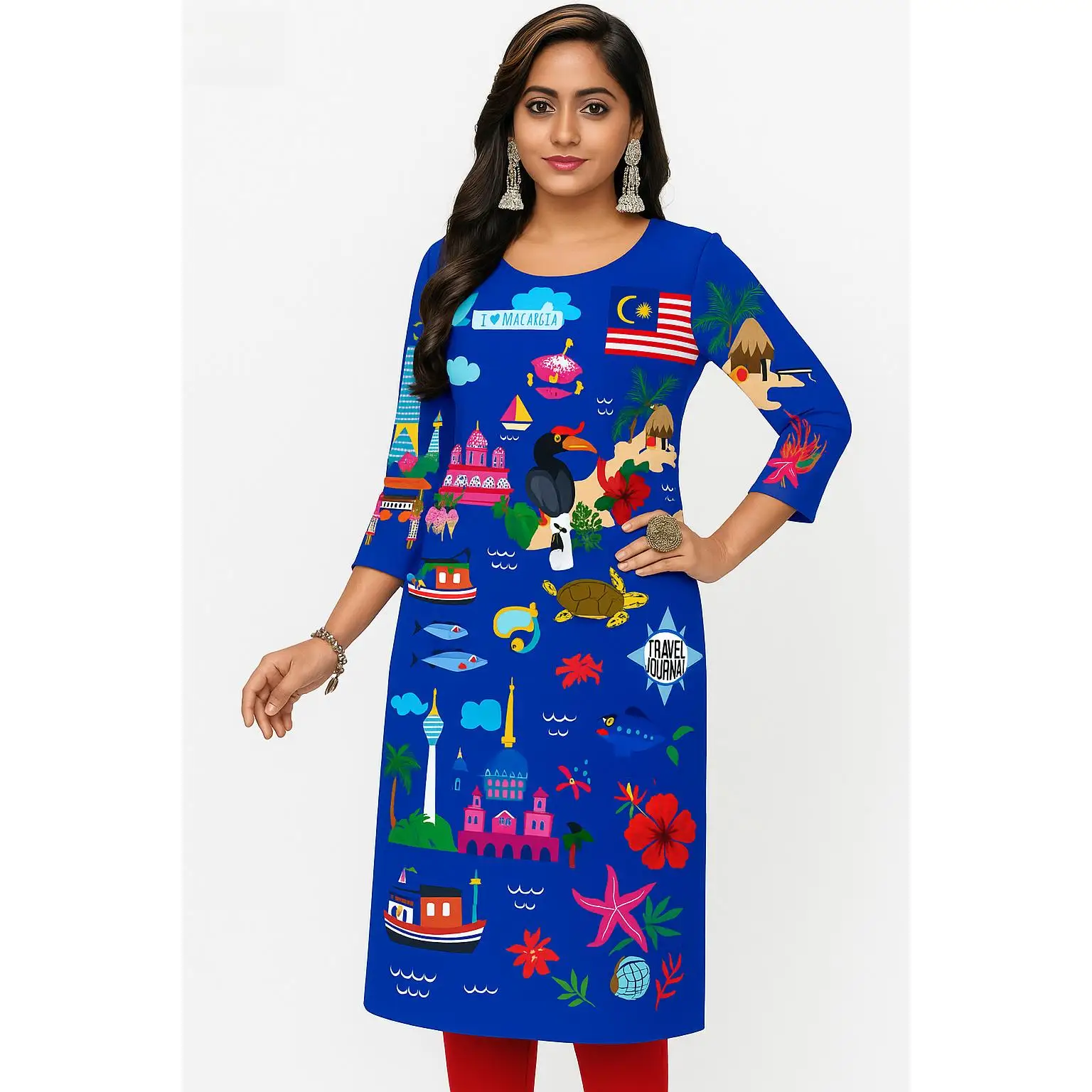 2026 Kurt Damenkleid, modisch und bequem, mit langen Ärmeln, geradem Schlauch, lässigem Rundhalsausschnitt, mehreren Designs,