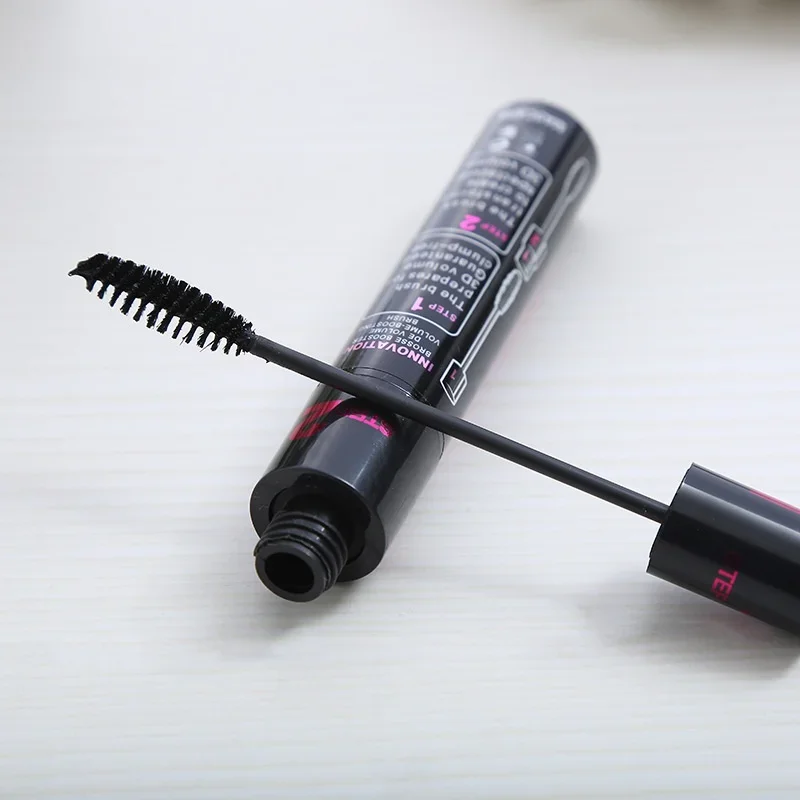 Make-Up 2in1 Dubbel Doel Mascara Waterdichte En Zweetbestendige Krullende Borstels Make-Up Oogvezel Mascara Wimperwimpers Zwart