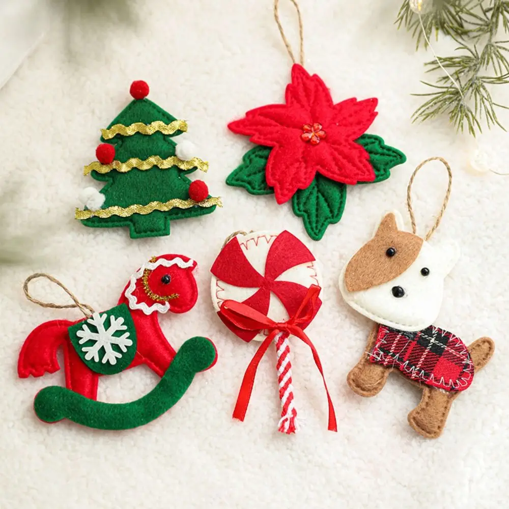 Trojan Horse Felt Christmas Tree Pendant Puppy Lollipop Xmas Ornament Photographic Props Artificial Flower