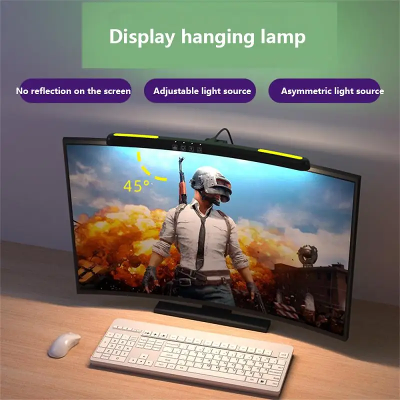 Curved Monitor Light Bar Desk USB Screen Light Bar Dimmable Eye-Care Table Lamp PC Hanging Lamp For E-Reading Work Game