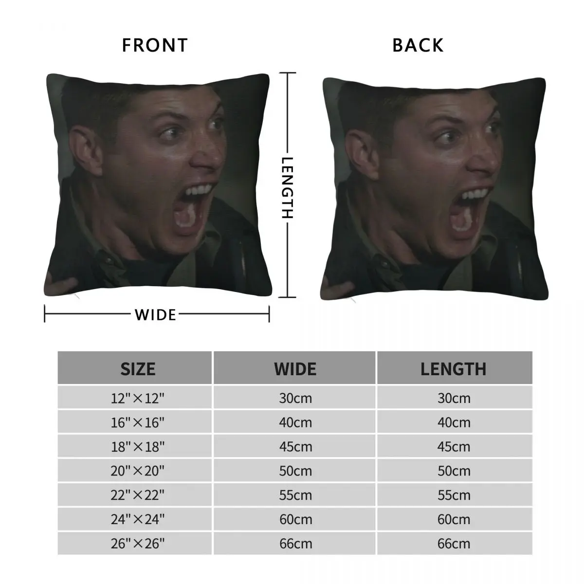 Supernatural Dean Winchester Scream Pillowcase Polyester Linen Velvet Printed Zip Decorative Throw Pillow Case Sofa Cover 45x45