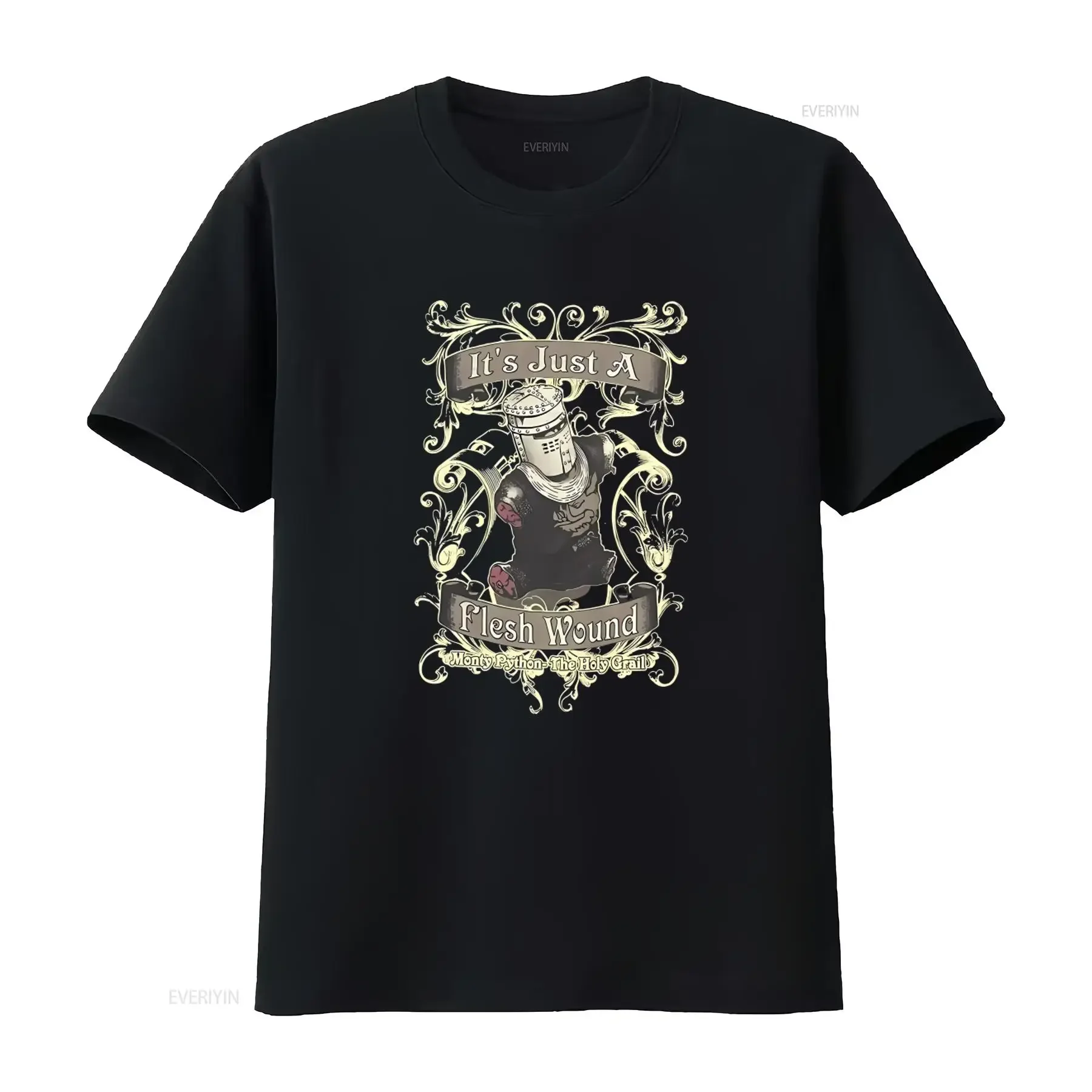 Monty Python And The Holy Grail T Shirt Men's Adult Size XL Its Just A Flesh Wound Design vintage Washed Versatile