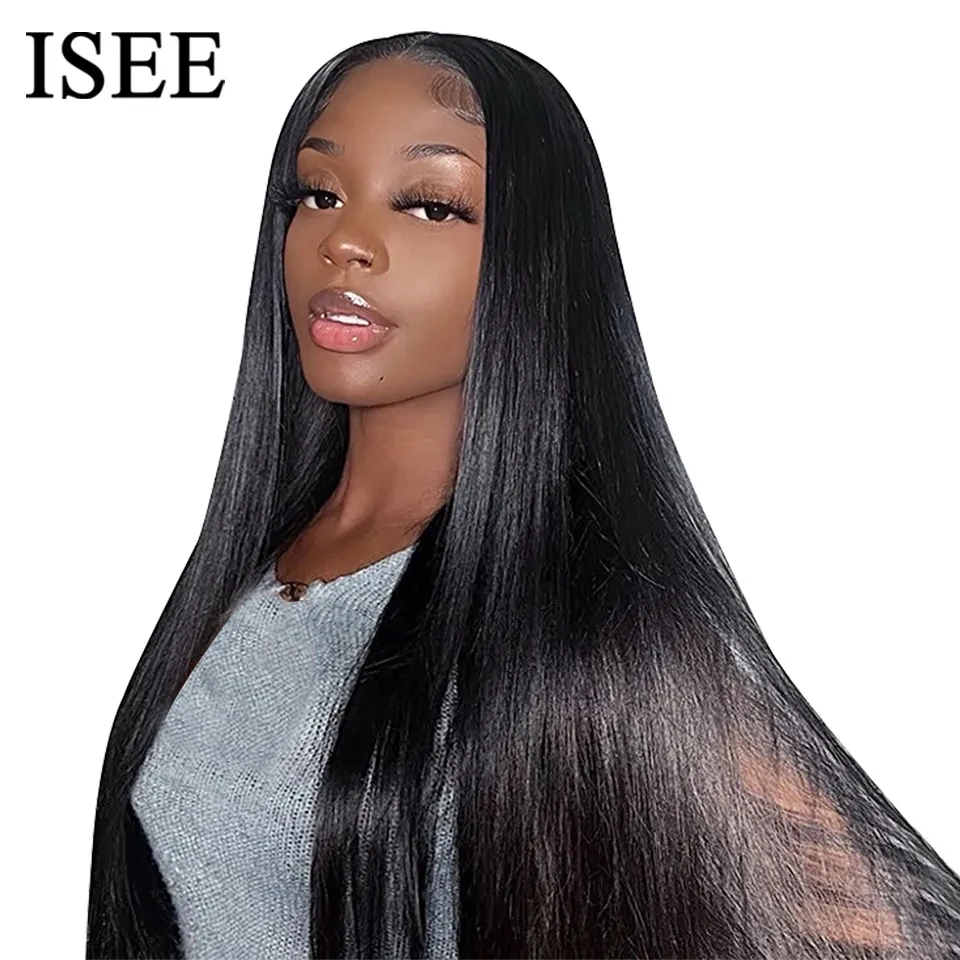 Wear Go ISEE HAIR Wigs Brazilian Straight Human Hair Wig Glueless Wig Human Hair Ready To Wear 6x4 Lace Pre Cut No Glue HD Wig