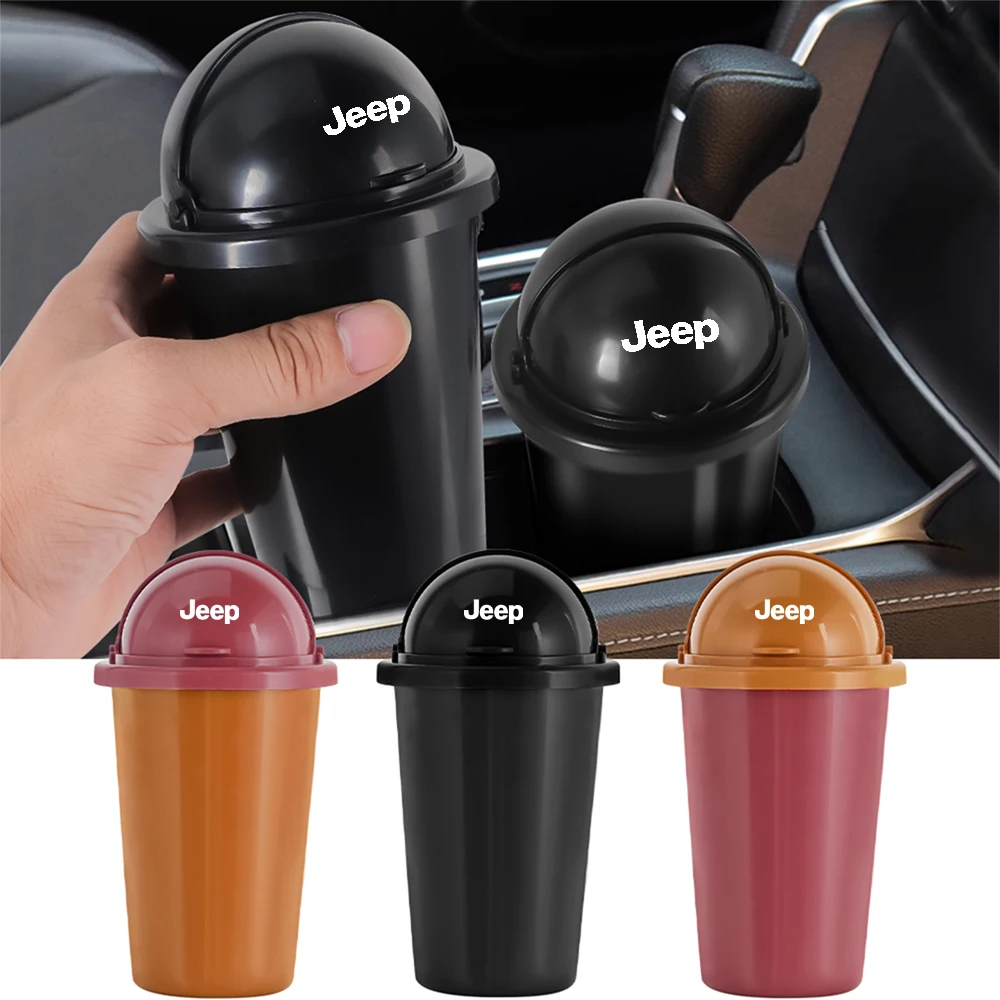 

Car Interior Trash Can Dustbin Garbage Bin Storage Case Bucket Accessory For Jeep Renegaed Compass Grand Cherokee Trail Hawk JPB
