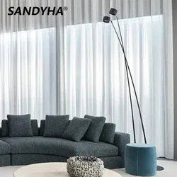 SANDYHA Minimalist Long Pole Led Floor Lamp for Living Room Home Decor Sofa Corner Bedroom Bedside Black Standing Fishing Light