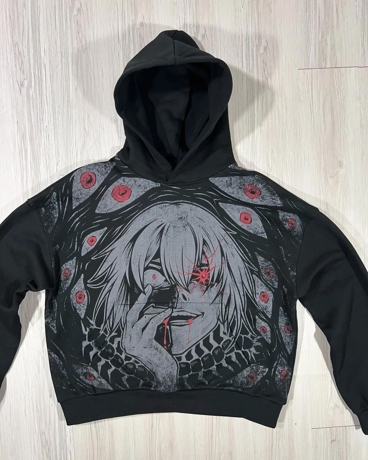 

Y2k Gothic Cartoon Pattern Hoodies Men Women Harajuku Hip Hop Embroidery Long Sleeve Coats Loose Hooded Sweatshirt Streetwear