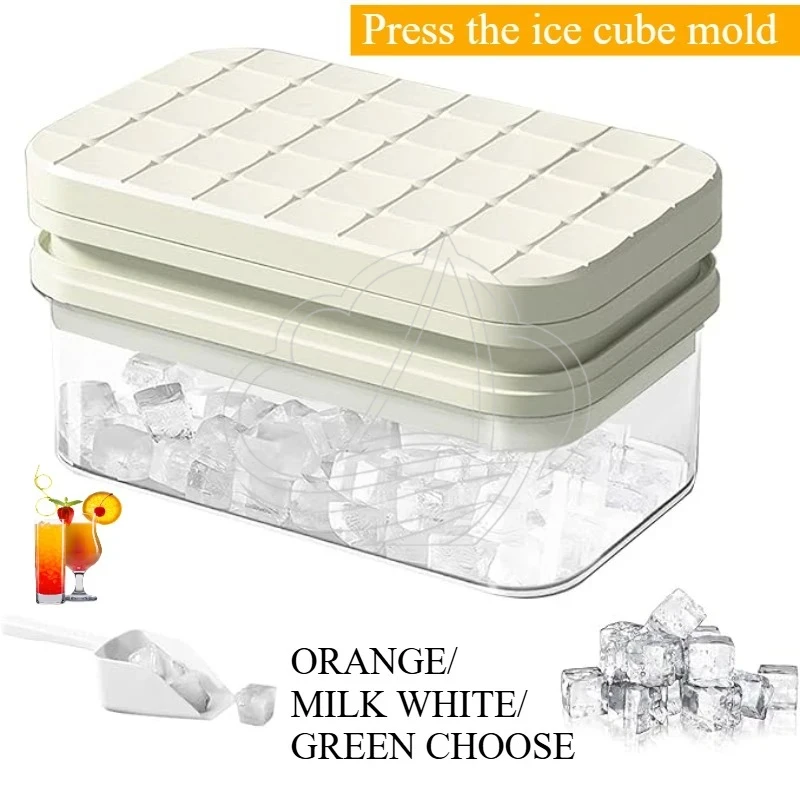 Silicone Ice Tray, Press-Type & Stackable with Lid, Large Capacity for Drinks