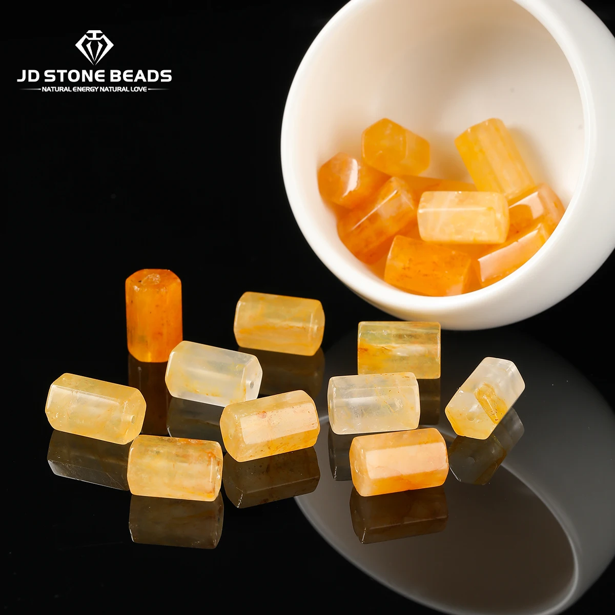 8*14MM Natural Stone Natural Yellow Phanto Quartz Hexagonal Prism For Jewelry Making DIY Bracelet Necklace Accessories Wholesale