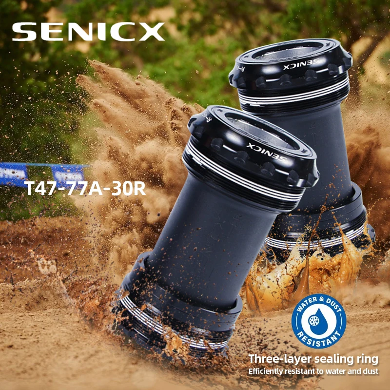 SENICX Bicycle Thread Bottom Bracket 77mm Width Ceramic Central Movement Fit To Shimano BB386 EVO 30mm Axis Road Bike Crankset