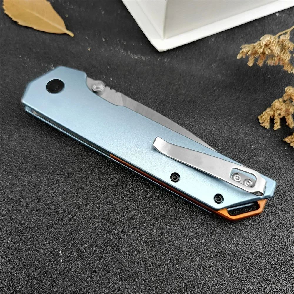 KS 2038 Pocket Folding Knife D2 Steel Blade Iridium Blue Aluminum Handle Tactical Utility Knife Camping Survival EDC Tools