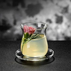 Creative Cocktail Glass Cups Wine Glasses Set Personalized Tulip Cups And Saucer Transparent Glass Cold Brew Cups Bar Home Tools