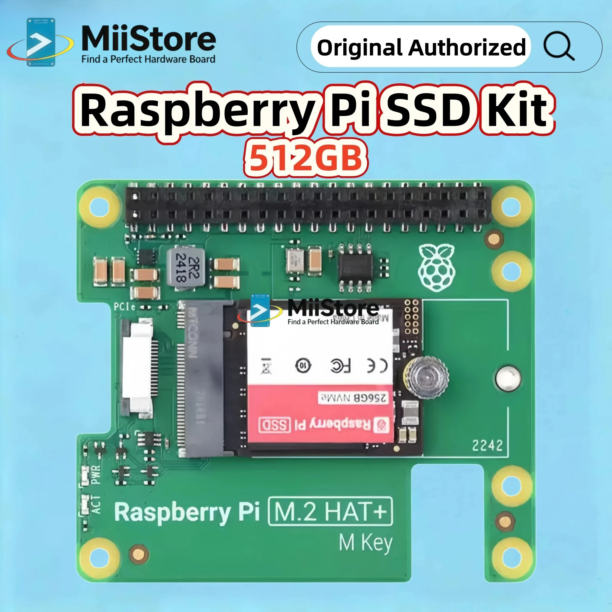Raspberry Pi SSD Kit 512GB High-speed Solid State Drive And Raspberry Pi M.2 HAT+ Complies With PCIe Gen 3