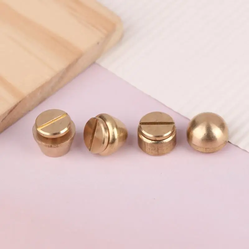 5er-Set Hochwertige Massivmessing-Nieten und Schrauben für DIY-Leder-Taschendekoration, Koffer-Bodenfüße, Nieten-Zubehör – Detail 4