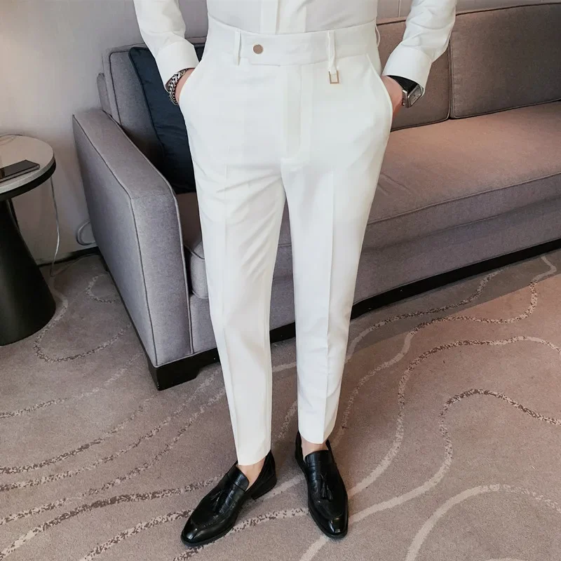 

Autumn Solid Color Casual Pants Men Slim Fit Business Social Office Versatile Suit Pants Wedding Party Streetwear Trousers