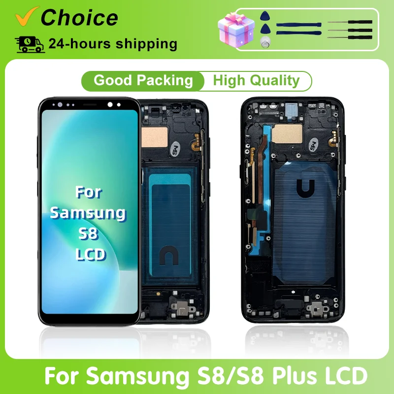 TFT For Samsung Galaxy S8 LCD SM-G950F Display With Frame Touch Screen Digitizer For Samsung S8 Plus S8+ LCD SM-G955F Parts